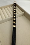 Sarı Metal Zımba Detay Deri Bileklik (24cm)