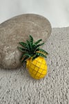 Sarı Mineli Taşlı Yaprak Detay Ananas Broş (4cm)