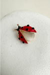 Taş Detay Kırmızı Sedefli Uğur Böceği Broş (3cm)