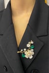 Taş İnci Detaylı Çiçek Broş (6cm)