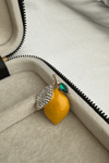Taş Işıltılı Tasarım Limon Broş (4cm)