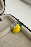 Taş Işıltılı Tasarım Limon Broş (4cm)