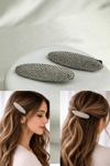 Taş Süslemeli Oval Saç Aksesuarı İkili Yan Toka (6cm)