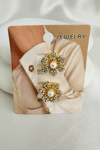 Taş Ve İnci Detay Çiçek Düğme Broş (2cm)