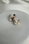 Taşlı Çiçek Detay Sevimli Snoopy Köpek Broş (3cm)