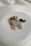 Taşlı Renkli Mine Yeleli Unicorn Broş (5cm)