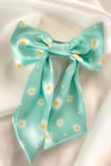 Yeşil Papatya Desenli Fiyonk Otomatik Saç Tokası