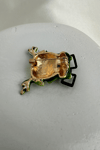 Yeşil Renk Siyah Gözlük Detay Sevimli Kurbağa Broş (3cm)