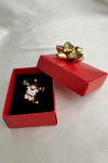 Yılbaşı Özel Boynuz Detay Taşlı kardan Adam Broş (3cm)