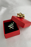 Yılbaşı Özel İncili Yeşil Pul Detay Çam Ağacı Broş (4cm) 