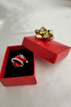 Yılbaşı Özel Taş İşlemeli Kırmızı Noel Şapka Broş(3cm)