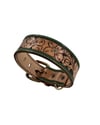 Green Floral Leather Collar