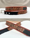 Orange Premium Western Floral Belt