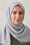 Flamlı Pamuk Örtü Açık Gri