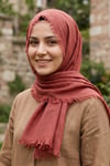 Flamlı Pamuk Örtü Bordo