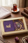 Kadife Kaplı Yasin İnci Tesbih Taşlı Zikirmatik Set