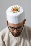 Osmanlı Arma Desenli Kalıp Kumaş Takke Beyaz