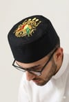 Osmanlı Arma Desenli Kalıp Kumaş Takke Siyah