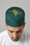 Osmanlı Tuğrası Nakışlı Kalıp Namaz Takkesi Yeşil