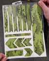 BCY37 Reflektif Cizilmeye Karsi Dayanikli Koruyucu Sticker Seti Petek Kamuflaj Desen Yesil Siyah