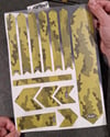 BCY40 Reflektif Cizilmeye Karsi Dayanikli Koruyucu Sticker Seti Petek Kamuflaj Desen Sari Siyah