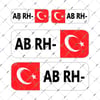 BT08 Reflektif AB Rh Negatif (-) Kan Grubu Etiket Seti