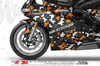 CMO704 Motosiklet Kaplamaya Uygun Pixel Kamuflaj Seti Turuncu - Beyaz - Fume Renk