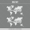 CSE15S İkili Set - GS1200 Detayli Dunya Haritasi Desen - Mat Gumus Gri