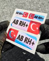 CSFTBT07 AB Rh Pozitif (+) Kan Grubu Etiket Seti Renk Değiştiren Seri