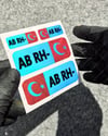 CSFTBT08 AB Rh Negatif (-) Kan Grubu Etiket Seti Renk Değiştiren Seri