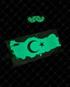 GIDW13 Karanlıkta Işıldayan Ay Yıldızlı Türkiye Haritası
