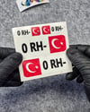 GIDWBT01 Karanlıkta Işıldayan 0 Rh Negatif (-) Kan Grubu Etiket Seti