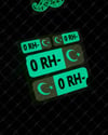 GIDWBT01 Karanlıkta Işıldayan 0 Rh Negatif (-) Kan Grubu Etiket Seti