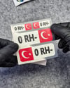 GIDWBT01 Karanlıkta Işıldayan 0 Rh Negatif (-) Kan Grubu Etiket Seti