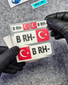 GIDWBT06 Karanlıkta Işıldayan B Rh Negatif (-) Kan Grubu Etiket Seti