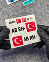GIDWBT08 Karanlıkta Işıldayan AB Rh Negatif (-) Kan Grubu Etiket Seti