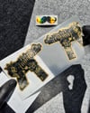 GLD16 Altın Seri Gangsta Motifli Uzi Etiketi Simetrik İkili Set
