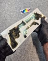 GLD17 Altın Seri Gangsta Motifli Pistol Etiketi Simetrik Dörtlü Set