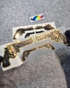 GLD17 Altın Seri Gangsta Motifli Pistol Etiketi Simetrik Dörtlü Set