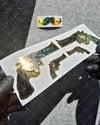 GLD17 Altın Seri Gangsta Motifli Pistol Etiketi Simetrik Dörtlü Set