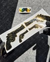 GLD17 Altın Seri Gangsta Motifli Pistol Etiketi Simetrik Dörtlü Set