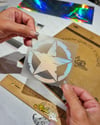 HLG10 Hologram Eskitilmiş Desenli Asker Yıldızı Etiketi