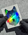 HLG105 Hologram Polygonal Tasarim Sibirya Kurdu Etiketi