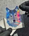 HLG105 Hologram Polygonal Tasarim Sibirya Kurdu Etiketi