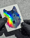 HLG105 Hologram Polygonal Tasarim Sibirya Kurdu Etiketi