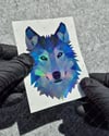 HLG105 Hologram Polygonal Tasarim Sibirya Kurdu Etiketi