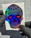 HLG129 Hologram Kalp Gozlu Sugar Skull Kurukafa Etiketi