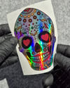 HLG129 Hologram Kalp Gozlu Sugar Skull Kurukafa Etiketi