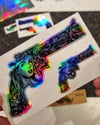 HLG82 Hologram Gangsta Motifli Pistol Etiketi Simetrik Dörtlü Set