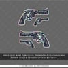 HLG82 Hologram Gangsta Motifli Pistol Etiketi Simetrik Dörtlü Set